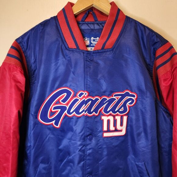 New York Giants Jacket Varsity Satin Bomber Coat Mens Medium Embroidered Logo - Picture 3 of 11